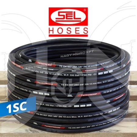 1SC DN10=3/8" 180BAR ACÉLBETÉTES IKER HIDRAULIKA TÖMLŐ (TWIN) - 1SCT-10SE