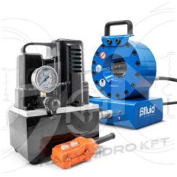 Bfluid ELEKTROHIDRAULIKUS MOBIL TÖMLŐPRÉS 220V 100t NYOMÓERŐ MAX: 4SH-DN20, 2SN-25, 1SN-DN32  (10,12,14,16,19,22,25,29 PATRONKÉSZLETTEL) - BFLUID-CRM-20HE