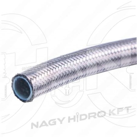 DN08=5/16" 207 BAR PTFE TEFLON TÖMLŐ, EGYENES FALÚ ROZSDAMENTES ACÉLBORÍTÁSSAL