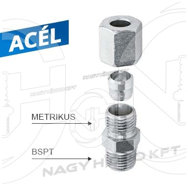 R1/4"-06L EGYENES CSATLAKOZÓ KÖZPONTI ZSÍRZÓTÖMLŐHÖZ, BSPT COLOS/METRIKUS KÜLSŐ/KÜLSŐ MENETTEL STG