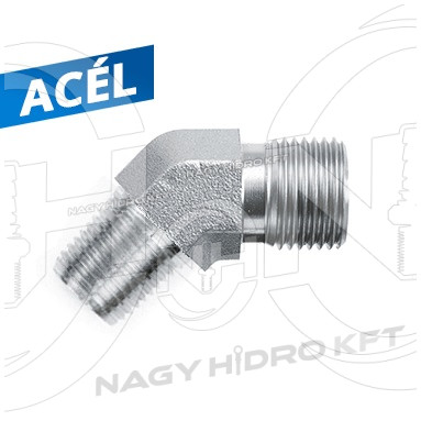 1"-1" NPT/BSP 45"-VÁLTÓIDOM KÜLSŐ/KÜLSŐ MENETTEL 60ˇ KÚPPAL