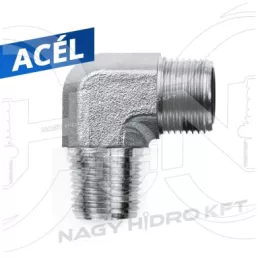   1/4"-9/16" NPT/ORFS VÁLTÓ L-IDOM KÜLSŐ/KÜLSŐ MENETTEL, LAPON TÖMÍTŐ KIVITEL