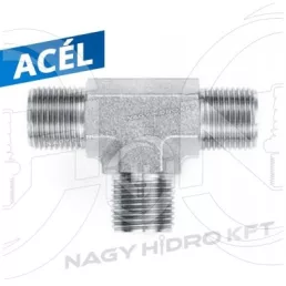   1/8" BSP T-IDOM KÜLSŐ/KÜLSŐ/KÜLSŐ MENETTEL, 60ˇ KÚPPAL
