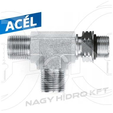 1/2"-1/2"-3/8" BSP T-IDOM KÜLSŐ/KÜLSŐ/KÜLSŐ-TÖMBÖSÍTETT MENETTEL, 60ˇ KÚPPAL