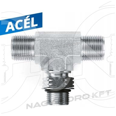 1/2"-3/8"-1/2" BSP T-IDOM KÜLSŐ/KÜLSŐ-TÖMBÖSÍTETT/KÜLSŐ MENETTEL, 60ˇ KÚPPAL