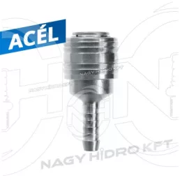 13mm ACÉL, TÖMLŐVÉGES PNEUMATIKUS GYORSCSATLAKOZÓ HÜVELY - LATH-13