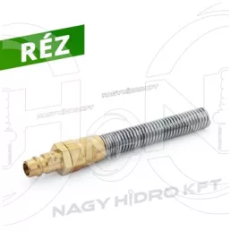   4x6mm PNEUMATIKA TÖMLŐHŐZ, TÖMLŐVÉGES RÉZ PNEUMATIKUS GYORSCSATLAKOZÓ DUGÓ,  TÖMLŐVÉDŐ SPIRÁLLAL