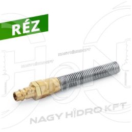 8x10mm PNEUMATIKA TÖMLŐHŐZ, TÖMLŐVÉGES RÉZ PNEUMATIKUS GYORSCSATLAKOZÓ DUGÓ,  TÖMLŐVÉDŐ SPIRÁLLAL - LRTKS-0810