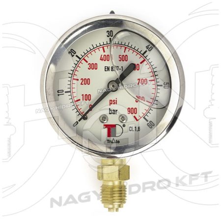 0-1 BAR, MANOMÉTER/NYOMÁSMÉRŐ ÓRA 100mm ALSÓ 1/2" KIVEZETÉSSEL