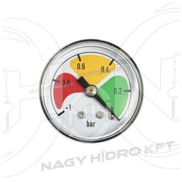 -1-0 BAR, VACUUM MANOMÉTER/NYOMÁSMÉRŐ ÓRA 40mm HÁTSÓ 1/8" BSPT KIVEZETÉSSEL - MAN-40H-1-0-PNE