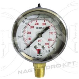 0-10 BAR, MANOMÉTER/NYOMÁSMÉRŐ ÓRA 100mm ALSÓ 1/2" NPT KIVEZETÉSSEL - MAN-NPT100A-10