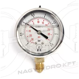   -1+5 BAR, MANOMÉTER, VACUUM / NYOMÁSMÉRŐ ÓRA 63mm ALSÓ 1/4" KIVEZETÉSSEL