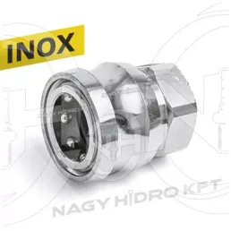   3/8" BSP BELSŐ MENETES GYORSCSATLAKOZÓ HÜVELY, MAGASNYOMÁSÚ MOSÓKHOZ, ROZSDAMENTES / INOX