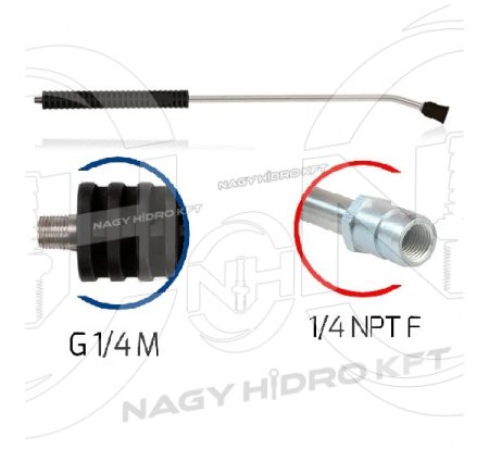 1/4" 1200mm HAJLÍTOTT MOSÓPISZTOLY SZÁR / LÁNDZSA, MŰANYAG MARKOLATTAL ÉS FÚVÓKA VÉDŐVEL (HORGANYZOTT ACÉL)