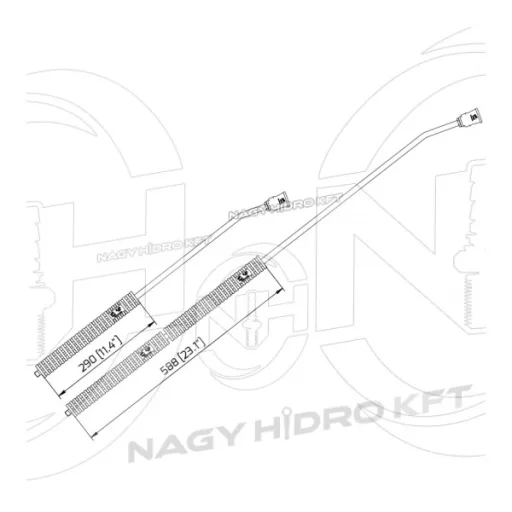1/4" 700mm HAJLÍTOTT MOSÓPISZTOLY SZÁR / LÁNDZSA, MŰANYAG MARKOLATTAL ÉS FÚVÓKA VÉDŐVEL (HORGANYZOTT ACÉL) - MSLA-H700-14