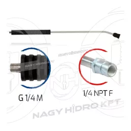 1/4" 900mm HAJLÍTOTT MOSÓPISZTOLY SZÁR / LÁNDZSA, MŰANYAG MARKOLATTAL ÉS FÚVÓKA VÉDŐVEL (HORGANYZOTT ACÉL) - MSLA-H900-14