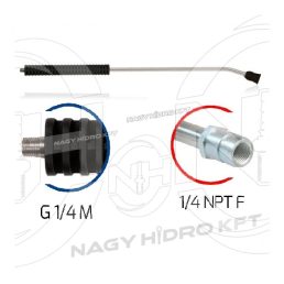 1/4" 1700mm HAJLÍTOTT MOSÓPISZTOLY SZÁR / LÁNDZSA, MŰANYAG MARKOLATTAL ÉS FÚVÓKA VÉDŐVEL (INOX / ROZSDAMENTES) - MSLI-H1700-14