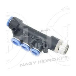   1xDN06 3xDN04 1/8" BSPT COLOS KÜLSŐ MENETES T-IDOM, PUSH-IN DUGASZOLHATÓ ELOSZTÓ CSATLAKOZÓ