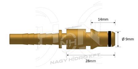 1/4"=DN06 MAGASNYOMÁSÚ MOSÓ CSATLAKOZÓ TÜSKE, RÉZ KIVITEL 9mm/14mm