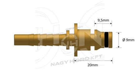 3/8"=DN10 MAGASNYOMÁSÚ MOSÓ CSATLAKOZÓ TÜSKE, RÉZ KIVITEL 9mm/9,5mm