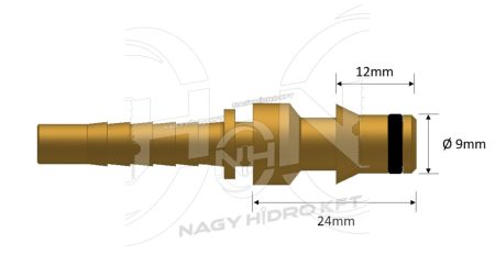 1/2"=DN12 MAGASNYOMÁSÚ MOSÓ CSATLAKOZÓ TÜSKE, RÉZ KIVITEL 9mm/12mm