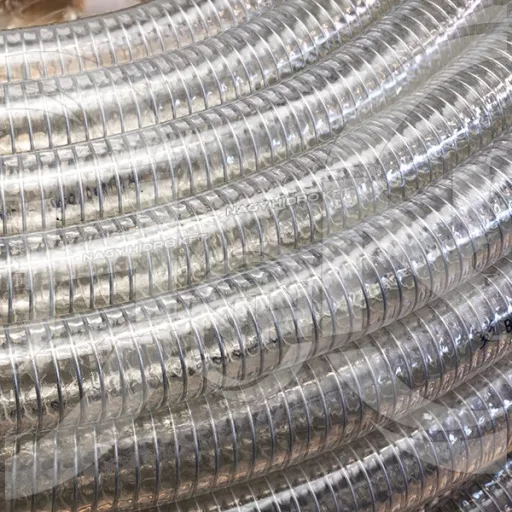 DN38=1.1/2" SIMA FELÜLETŰ ÁTLÁTSZÓ PVC SZÍVÓ/NYOMÓ TÖMLŐ, 4 BAR ÉLELMISZERIPARI KIVITEL (BALFLEX BALSTEEL)