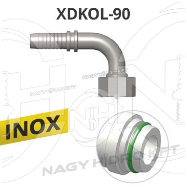 90ˇ DN38 M52x2 42L HIDRAULIKA TÖMLŐ CSATLAKOZÓ, O-GYŰRŰS, ROZSDAMENTES-INOX - XDKOL-90385202
