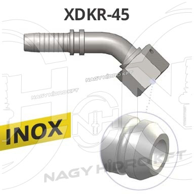 45ˇ DN06 1/4" BSP COLOS EGYENES HIDRAULIKA TÖMLŐ CSATLAKOZÓ 60ˇ KÚPPAL, ROZSDAMENTES-INOX