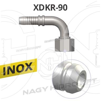 90ˇ DN20 1/2" BSP COLOS EGYENES HIDRAULIKA TÖMLŐ CSATLAKOZÓ 60ˇ KÚPPAL, ROZSDAMENTES-INOX