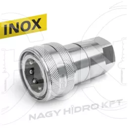 3/8" BSP DN10 BELSŐ MENETES HIDRAULIKA GYORSCSATLAKOZÓ HÜVELY , PUSH PULL ISO-B PAV1 ROZSDAMENTES/INOX KIVITEL - XHGH-BB38-DN10-B