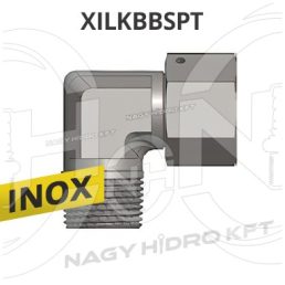1/2"-1/2" BSP-BSPT L-IDOM BELSŐ/KÜLSŐ MENETTEL, INOX ADAPTER - XILKBBSPT-1212