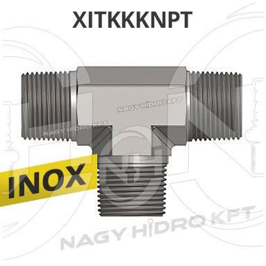6/4" NPT T-IDOM KÜLSŐ/KÜLSŐ/KÜLSŐ MENETTEL, INOX ADAPTER - XITKKKNPT-64