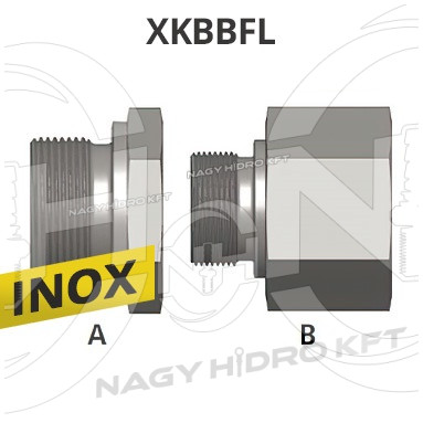 1/2"-1"  BSP COLOS KB-S MENETTEL, FIX EGYENES LAPOS TÖMÍTÉSŰ, INOX ADAPTER - XKBBFL-1201