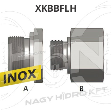 1/2"-1/2"  BSP COLOS KB-S MENETTEL, FIX EGYENES LAPOS ÉS HOMLOKTÖMÍTÉS, INOX ADAPTER