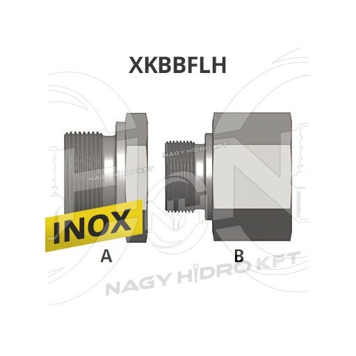 3/4"-5/4"  BSP COLOS KB-S MENETTEL, FIX EGYENES LAPOS ÉS HOMLOKTÖMÍTÉS, INOX ADAPTER - XKBBFLH-3454