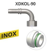 INOX 90ˇ L-ES KÚPPAL METRIKUS TÖMLŐ CSATLAKOZÓ, O-GYŰRŰVEL