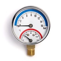 MANOMÉTER NYOMÁS ÉS HŐFOK MÉRŐVEL 63mm ALSÓ 1/4" KIVEZETÉSSEL