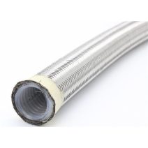 PTFE TEFLON TÖMLŐ, HULLÁMOS FALÚ, ROZSDAMENTES ACÉLBORÍTÁSSAL