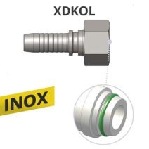 INOX L-ES KÚPPAL METRIKUS, EGYENES TÖMLŐ CSATLAKOZÓ, O-GYŰRŰVEL
